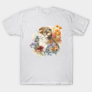 Scottish Fold Floral T-Shirt